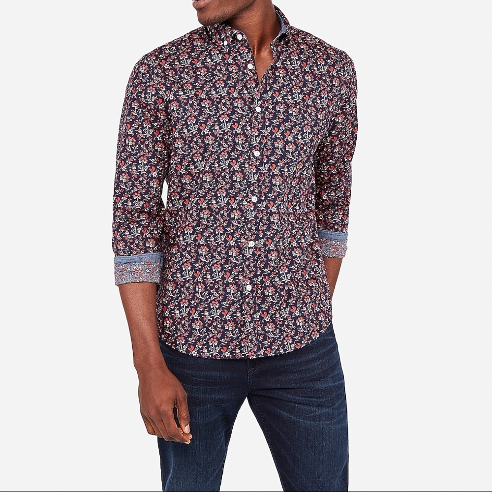 NWT EXPRESS Extra Slim Floral Button down